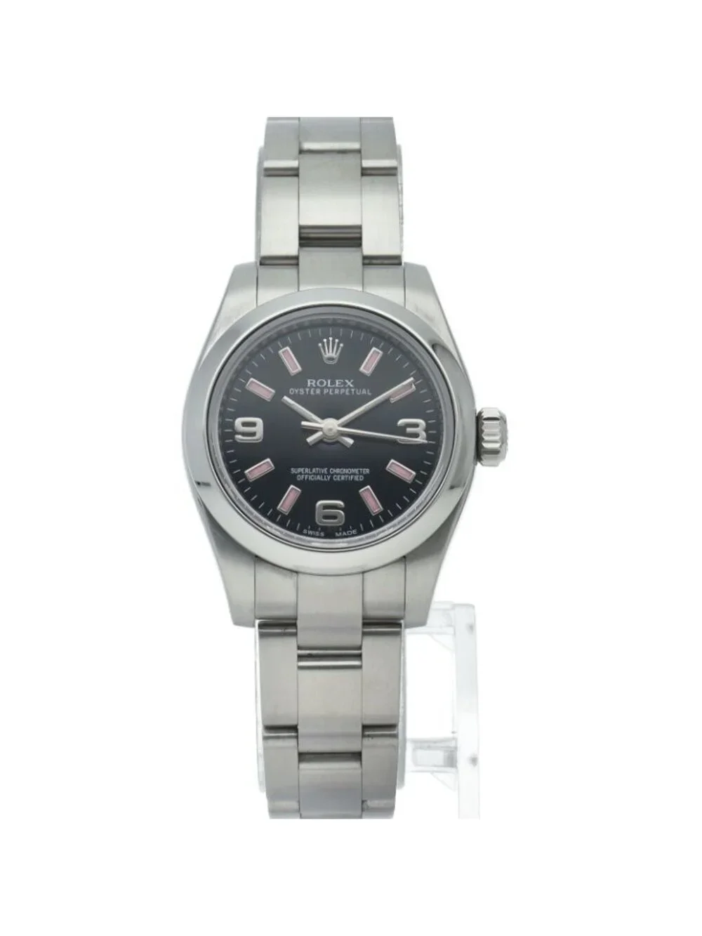 Rolex Oyster Perpetual 26 Watch SS Black Polished